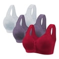 thumbnail image 1 of Brglopf 2/3 Pack Daisy Bras for Older Women No Underwire Front Closure Bra Wireless Push Up Full Coverage Lace Everyday Bras 3 Pack-Light Blue/Purple/Wine M, 1 of 2
