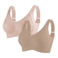 thumbnail image 1 of Brglopf 3 Pack Women's Push Up Adjustable Wireless Bra Ribbed Seamless Full Support Sports Bras Cozy Breathable Bralettes 2 Pack-Khaki/Brown XL, 1 of 8