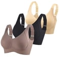 thumbnail image 1 of Brglopf 3 Pack Womens Push Up Wireless Bra Adjustable Seamless Ribbed Full Support Sports Bras Soft Comfy Plus Size Everyday Bralettes 3 Pack-Coffee/Black/Beige 5XL, 1 of 6