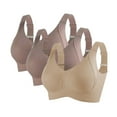 thumbnail image 1 of Brglopf 3PCS Seamless Bras for Women Plus Size Push Up Adjustable Everyday Bras Cozy Ribbed Wireless Full Support Sports Bra 3 Pack-Coffee/Coffee/Khaki XL, 1 of 8