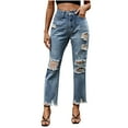 thumbnail image 1 of Brglopf Capri Jeans for Women Stretch High Waisted Distressed Denim Capris Ripped Skinny Cropped Pants with Pockets, 1 of 8