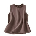 thumbnail image 1 of Brglopf Cotton Linen Tank Tops for Women Summer Sleeveless Frill Mock Neck Blouse Dressy Casual Solid Color Loose Fit Shirts(Coffee,L), 1 of 4