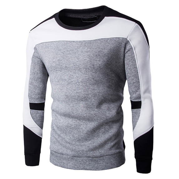 Brglopf Crewneck Sweatshirts for Men Casual Long Sleeve Fleece Pullover Tops Fashion Color Block Comfort Lightweight Sport Tops