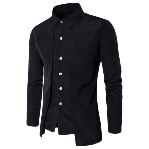 Brglopf Dress Shirts for Men Slim Fit Long Sleeve Casual Button Down Shirts Trendy Fake Two Pieces Collared Solid Formal Shirts