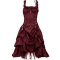 thumbnail image 1 of Brglopf Gothic Steampunk Dresses for Women Plus Size Sleeveless Corset Tiered Ruffle Dress Vintage Medieval Dress Renaissance Costumes(Wine,XXL), 1 of 4