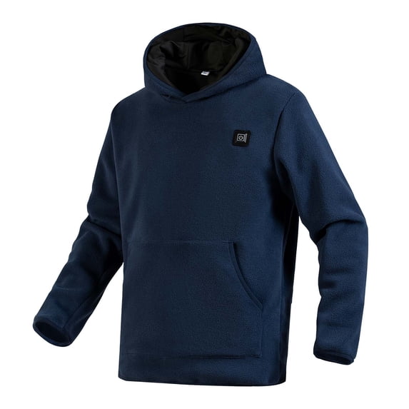 Brglopf Heated Hoodies for Men Hooded Sweatshirt with Pocket Warm Winter Pullover Jackets Solid Color Trendy Outwear Clothes with 3 Heating Zone