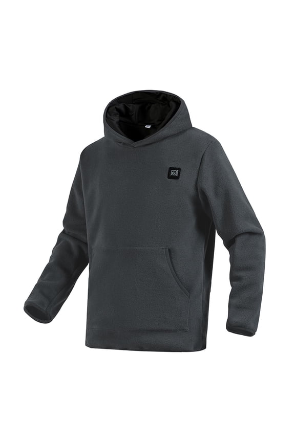 Heated Hoodies for Men Hooded Sweatshirt with Pocket Warm Winter Pullover Jackets Solid Color Trendy Outwear Clothes with 3 Heating Zone