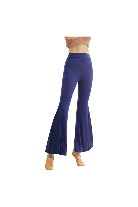 High Elastic Waist Flare Pants Ruffle Bell Bottom Trousers for Women Loose Casual Soft Lounge Joggers Pant
