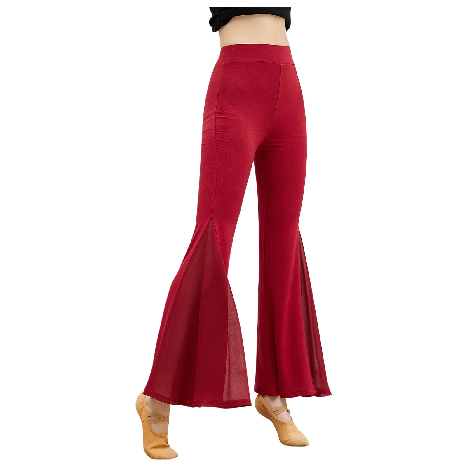Brglopf High Elastic Waist Flare Pants Ruffle Bell Bottom Trousers for Women Loose Casual Soft Lounge Joggers Pant Walmart