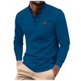 thumbnail image 1 of Brglopf Long Sleeve Shirts for Men Fall Winter Casual Waffle Knit Polo Shirts Button Henley Stand Collar Breathable Workout Tops, 1 of 5