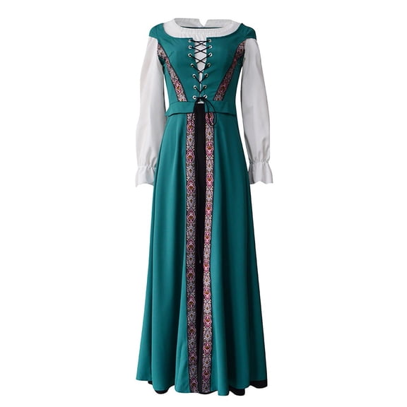 Brglopf Medieval Renaissance Dress for Women Christmas Holiday Dress Retro Ball Gown Theatrical Clothing Blue S