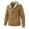 thumbnail image 1 of Brglopf Men's Casual Bomber Jacket Button Down Lapel Collar Shakets Casual Lightweight Warm Winter Leather Jacket with Pokcets, 1 of 4