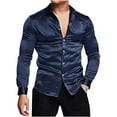 thumbnail image 1 of Brglopf Men's Dress Shirts Button Down V-Neck Party Wedding Silk Satin Shirt Long Sleeve Slim Fit Solid Color Muscle Shirts, 1 of 5