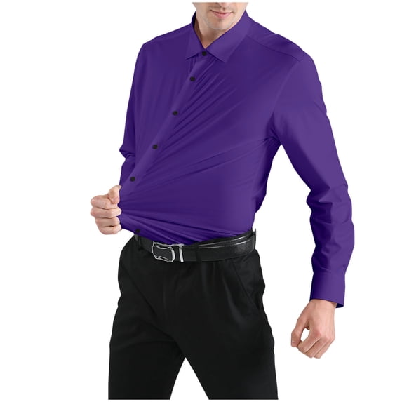 Brglopf Men's Dress Shirts Stretch Slim Fit Wrinkle Free Wedding Prom Shirt Button Down Long Sleeve Business Formal Shirts