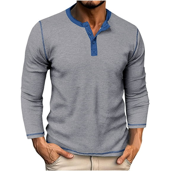 Brglopf Men's Henley Shirt Long Sleeve Thermal Underwear Henley Top Casual Slim Fit Lightweight Button T Shirts