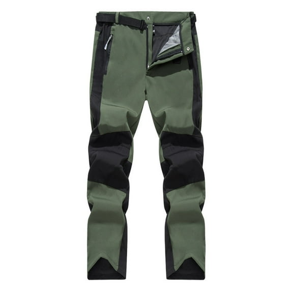 Brglopf Men's Hiking Cargo Pants with Belt Quick-Dry Outdoor Waterproof Lightweight Mountain Breathable Zipper Pocket Work Pants(Army Green,L)