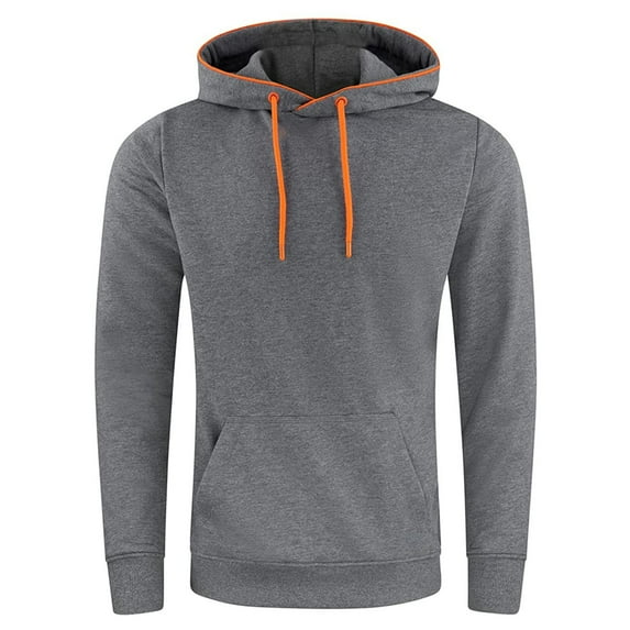 Brglopf Men's Hooded Sweatshirts Slim Fitted Long Sleeve Casual Pullover Tops Thin Solid Color Drawstring Tops with Pocket