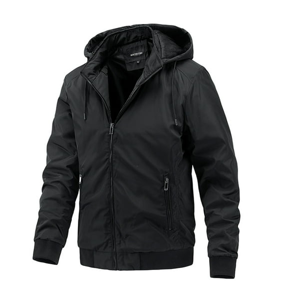 Brglopf Men's Jackets Lightweight Coats Full Zip Shackets with Pockets Waterproof Outdoor Hiking Winter Jacket with Hood