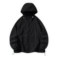 thumbnail image 1 of Brglopf Men's Lightweight Packable Sun Protection Jacket Quick Dry Full Zip Hooded Windbreaker for Hiking Black XL, 1 of 5