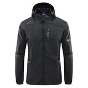 Brglopf Men's Lightweight Waterproof Rain Jacket Zip Up Trench Coats Hooded Outdoor Raincoat Hiking Windbreaker jacket