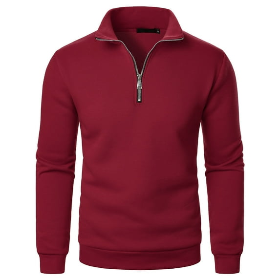 Brglopf Men's Pullover Sweatshirts Quarter Zip Long Sleeve Polo Sweatshirts Solid Color Loose Fitted Casual Lapel Tops