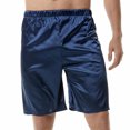thumbnail image 1 of Brglopf Men's Silk Satin Boxers Shorts Elastic Waist Pajama Bottom Shorts Loose Lounge Sleepwear Short Pants(Navy,XXL), 1 of 5