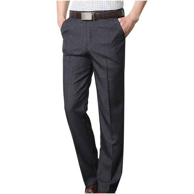 Brglopf Mens Dress Pants Expandable Waist Wrinkle Pleated Pant Classic