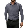 thumbnail image 1 of Brglopf Mens Dress Shirts Stretch Long Sleeve Collared Formal Business Work Shirts Solid Casual Wedding Dating Button Down Shirt Gray XL, 1 of 8