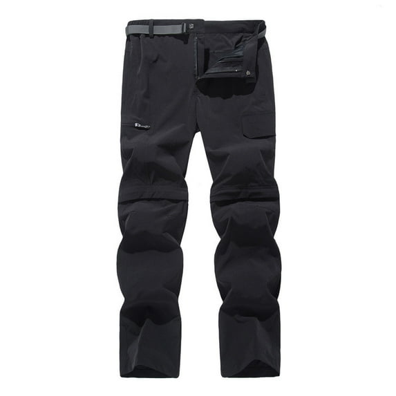 Brglopf Mens Hiking Pants Convertible Zip Off Shorts Outdoor Quick Dry Breathable Lightweight Fishing Camping Travel Cargo Pants Trouser(Black,3XL)