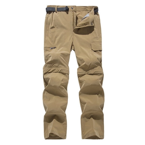 Brglopf Mens Hiking Pants Convertible Zip Off Shorts Outdoor Quick Dry Breathable Lightweight Fishing Camping Travel Cargo Pants Trouser(Khaki,XXL)