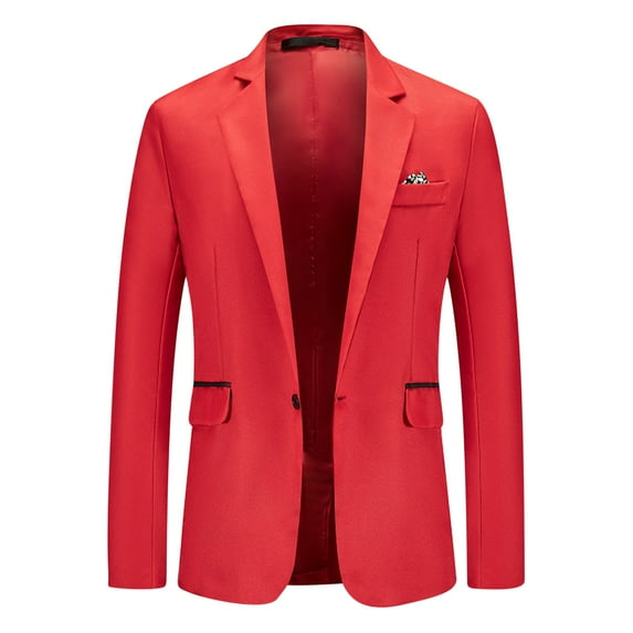 Brglopf Mens Slim Fit Business Blazer One Button Notched Lapel Office Blazer Jackets Casual Work Office Suit Coats with Pockets