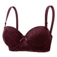 thumbnail image 1 of Brglopf Minimizer Bra for Women Full Coverage Floral Push Up Lace Bra with Underwire Non Padded Seamless Lifting Everyday Bras Red L, 1 of 4