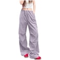 thumbnail image 1 of Brglopf Parachute Pants for Women Y2K Baggy Cargo Pants Drawstring Jogger Trousers Low Rise Wide Leg Sweatpants with Pockets Purple M, 1 of 6
