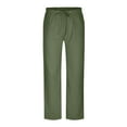 thumbnail image 1 of Brglopf Plus Size Men's Cotton Linen Pants Casual Elastic Waist Drawstring Pants Straight Leg Lightweight Summer Beach Yoga Long Pants(Army Green,5XL), 1 of 6