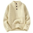 thumbnail image 1 of Brglopf Pullover Sweaters for Men Solid Color Mock Neck Long Sleeve Sweaters Button Henley Cable Knitted Tops with Pocket, 1 of 7