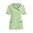 thumbnail image 1 of Brglopf Scrub Tops for Women Soft V-Neck Wrap Scrubs Blouse Stretchy Short Sleeve Uniform Nursing Work Shirts with Pockets(Mint Green,3XL), 1 of 9