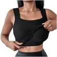 thumbnail image 1 of Brglopf Seamless Workout Yoga Tank Tops for Women Crew Neck Padded Sleeveless Shirts Athletic Camisole Tops with Built in Bra(Black,M), 1 of 9