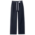 thumbnail image 1 of Brglopf Sherpa Lined Sweatpants Women Drawstring Waistband Winter Warm Wide Leg Athletic Jogger Fleece Pants Lounge Trousers with Pockets Gray M, 1 of 8