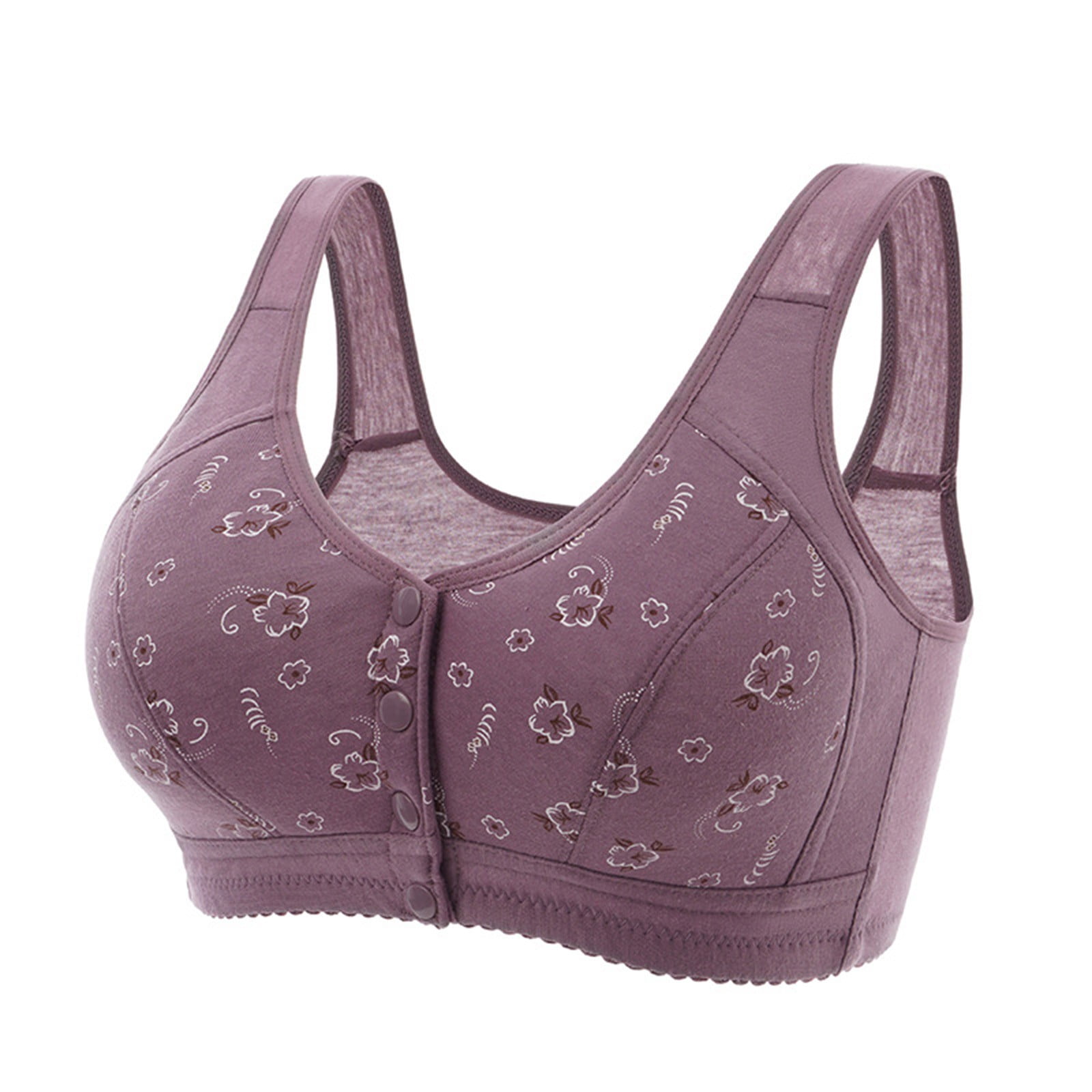 Brglopf Snap Front Bra for Seniors Front Closure Wireless Bras Comfort Soft  Support Full Coverage Bra No Underwire Push Up Bralette
