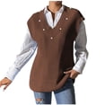thumbnail image 1 of Brglopf Sweaters Vests for Women Trendy Pearl Trim V-Neck Sleeveless Pullover Tops Casual Solid Color Loose Fit Knit Vests, 1 of 4