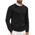 thumbnail image 1 of Brglopf Sweaters for Men Crewneck Long Sleeve Casual Solid Color Sweaters Fall Winter Slim Fitted Twist Knitted Pullover Tops, 1 of 5