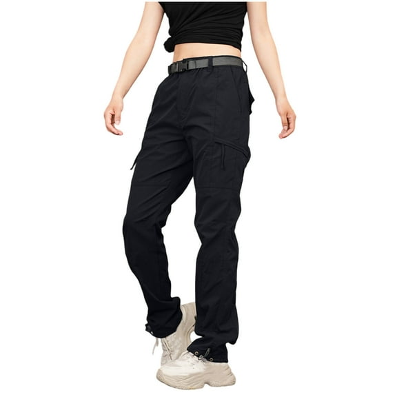 Brglopf Tactical Cargo Pants Women High Waisted Water Resistance Baggy Stretch Work Trousers Multi-Pockets Combat Hiking Pants Black 3XL