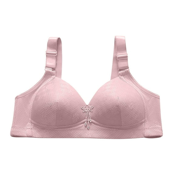 Brglopf Wireless Bras for Women Seamless No Underwire Minimizer Bra Floral Push Up Full Coverage Comfortable Everyday T Shirt Bra z2-Watermelon Red 36
