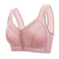 thumbnail image 1 of Brglopf Wireless Zip Front Closure Bras for Women No Underwire Full Coverage Comfort Everyday Bra Soft Easy Close Sports Bra Pink 48, 1 of 3