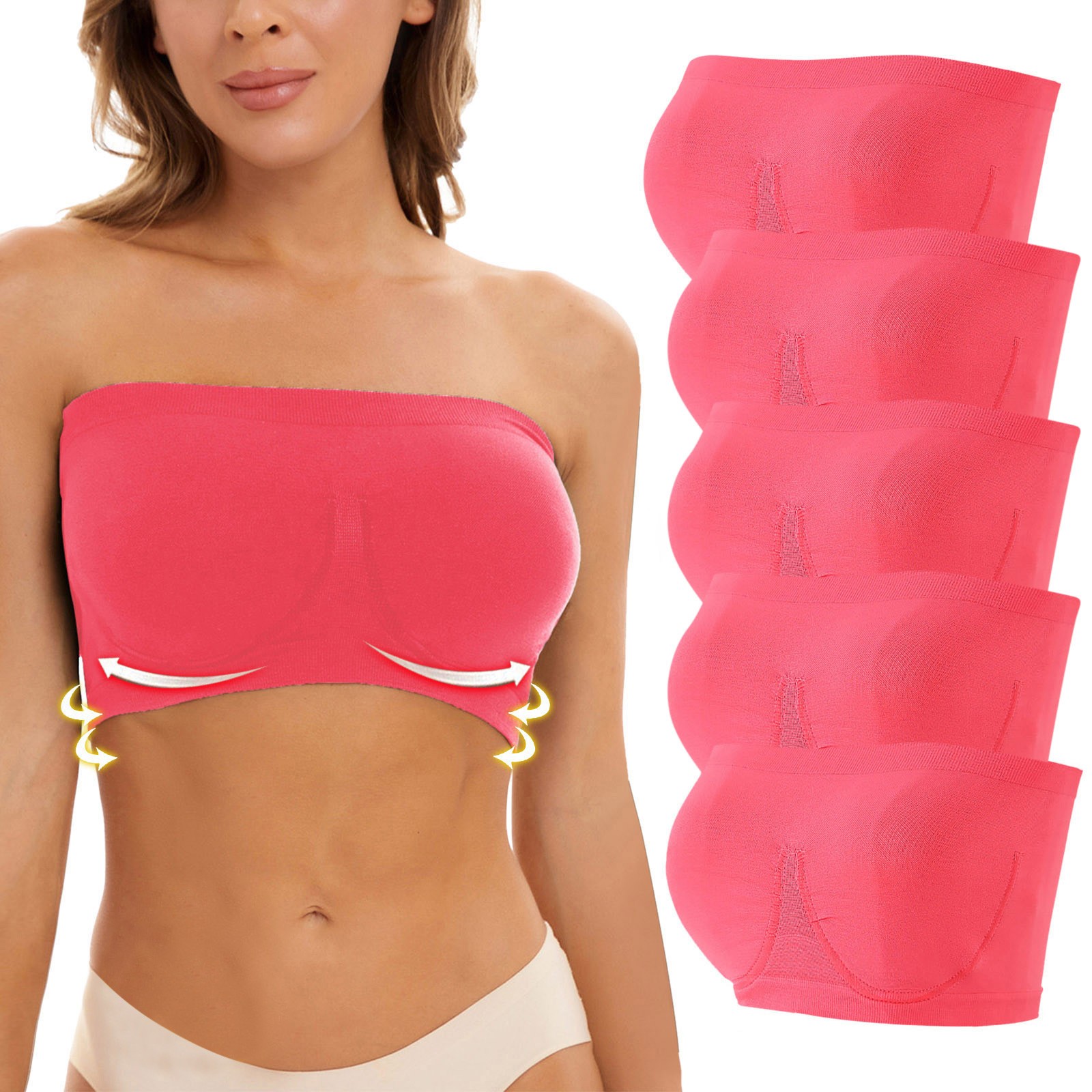 Brglopf Women Bandeau Bra Padded Strapless Bralette Bra Seamless Bandeau Tube Top Bra - Walmart.com