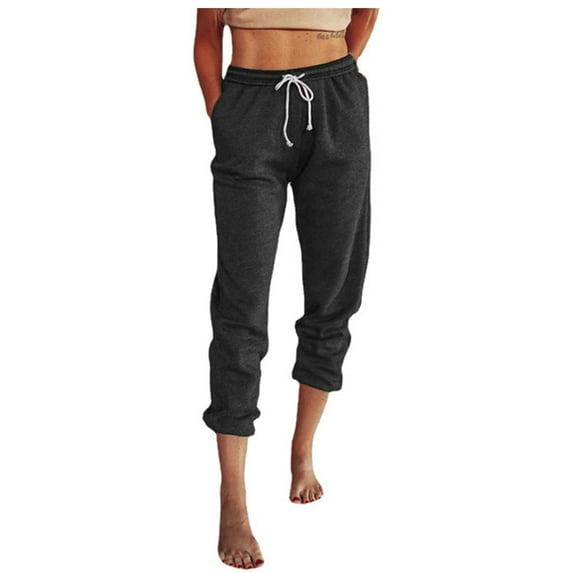 Brglopf Women Cinch Bottom Sweatpants Drawstring High Waisted Yoga Pants with Pockets Activewear Joggers Sport Workout Pants(Dark Gray,M)