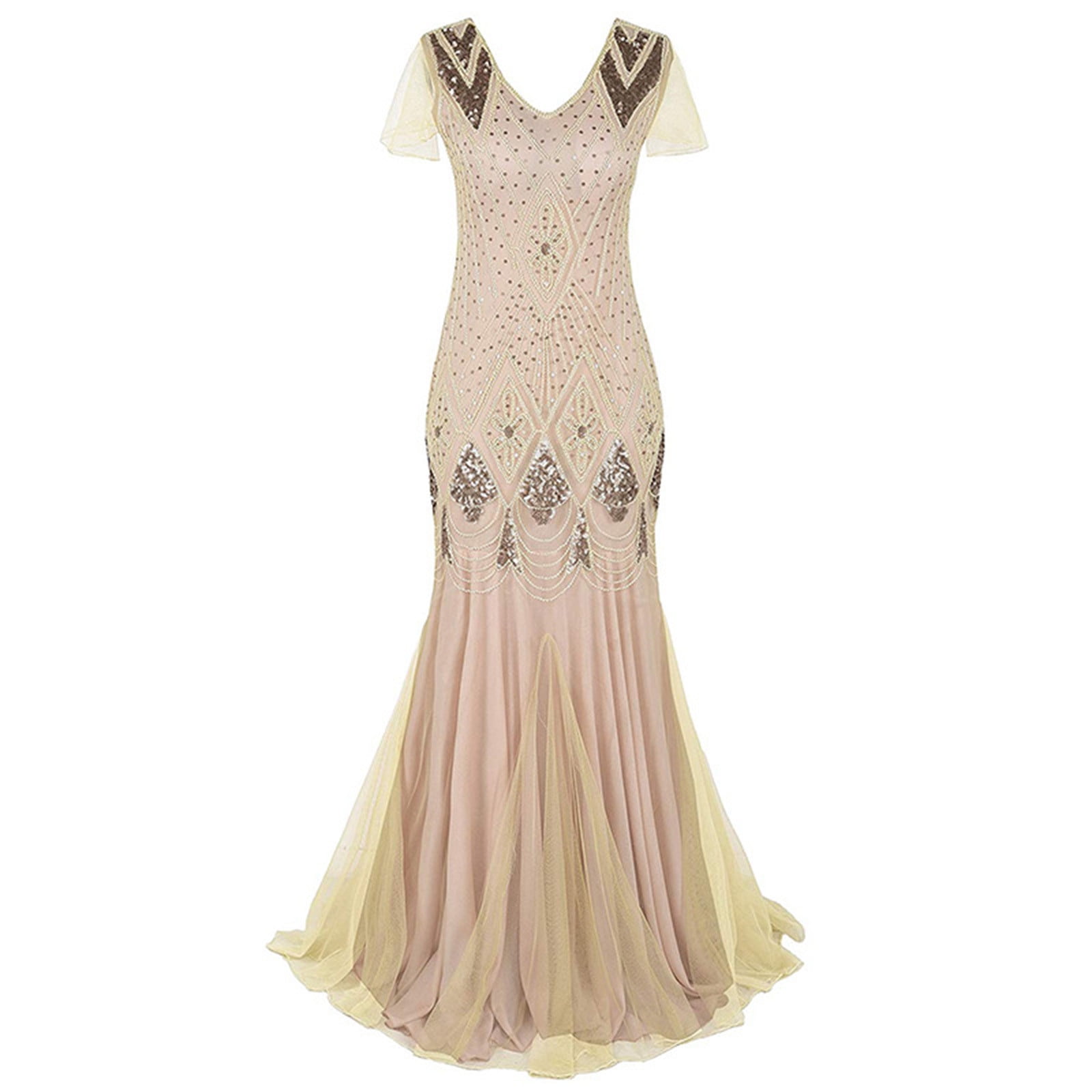 Brglopf Women Evening Dress 1920s Flapper Cocktail Mermaid Plus Size Formal Gown Vintage Wedding Party Maxi Dresses White L, Women's, Size: Large Brglopf Women Evening Dress 1920s Flapper Cocktail Mermaid Plus Size Formal Gown Vintage Wedding Party Maxi Dresses White L, Women's, Size: Large