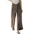thumbnail image 1 of Brglopf Women Flowy Split Wide Leg Pants Casual Tie Front High Waisted Yoga Pants Baggy Hippie Pants Boho Beach Palazzo Trousers(Coffee,L), 1 of 8