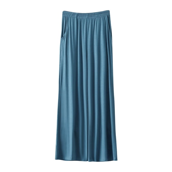 Brglopf Women Plus Size Wide Leg Pants Casual Loose Elastic Waisted Palazzo Pant Soft Oversize Solid Trousers with Pockets (XL-6XL)