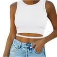 thumbnail image 1 of Brglopf Women Tank Tops High Neck Sleeveless Cutout Racer Back Going Out Crop Tops Shirts Summer Y2K Outfits (White,S), 1 of 6